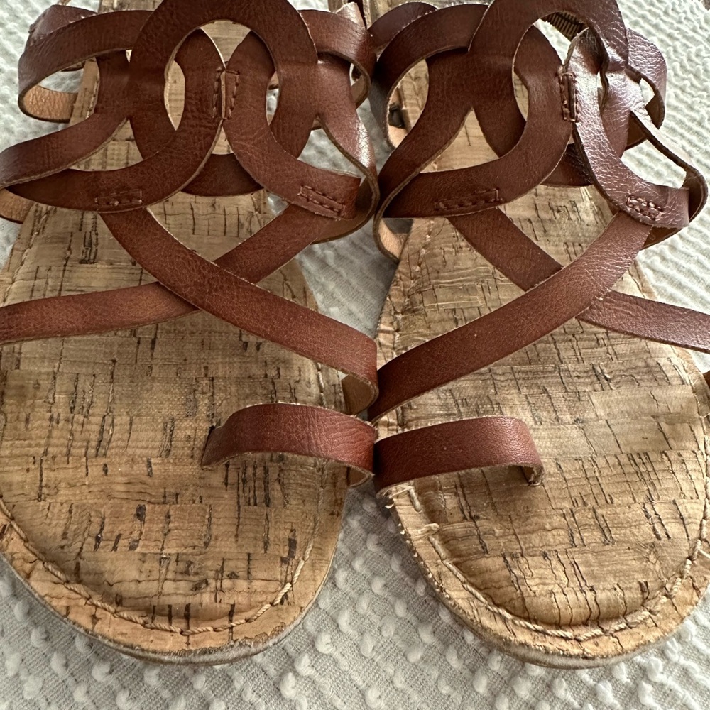 Korks Brown Leather Strappy Sandals